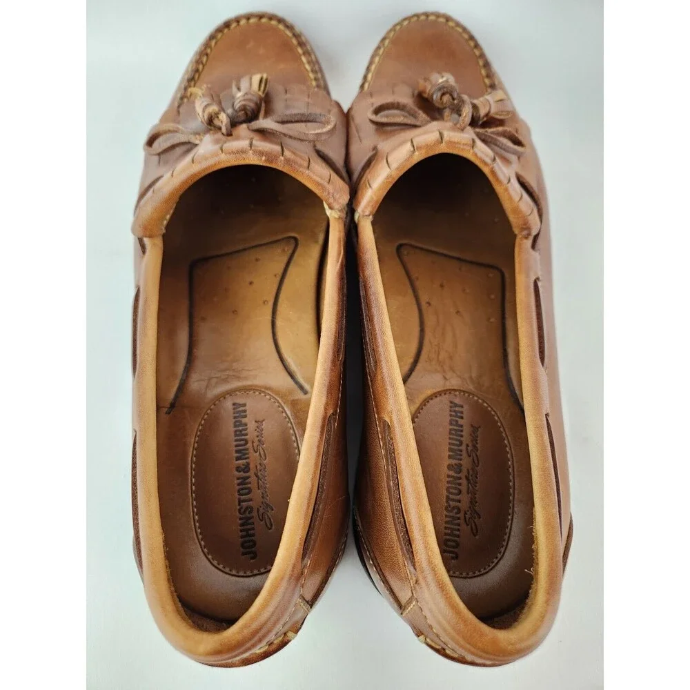 Johnston & Murphy Brown Tassel Fringe Leather Loafer Dress Shoes Men's US 12‎ M